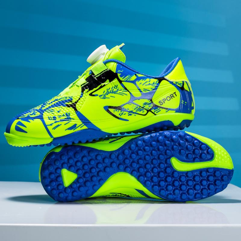 Summer new breathable mesh children's football shoes children's students spin buckle broken nails TF training shoes