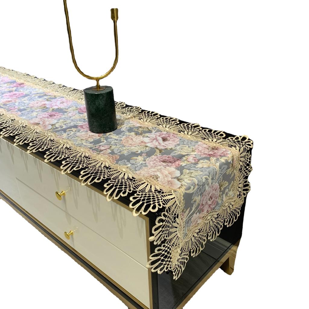 Lace Table Flag, Home Tv Cabinet Cover Cloth Bed Flag Coffee Table Tablecloth, Retro Water-Soluble Lace Table Flag