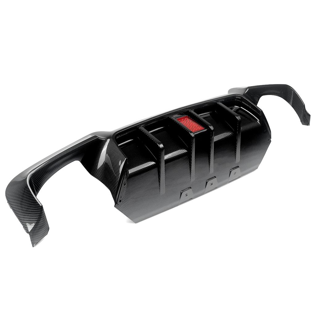 MagicKit for BMW 5 Series F10 M Sport Bumper 10-16 Carbon Look Rear Diffuser with LED Light