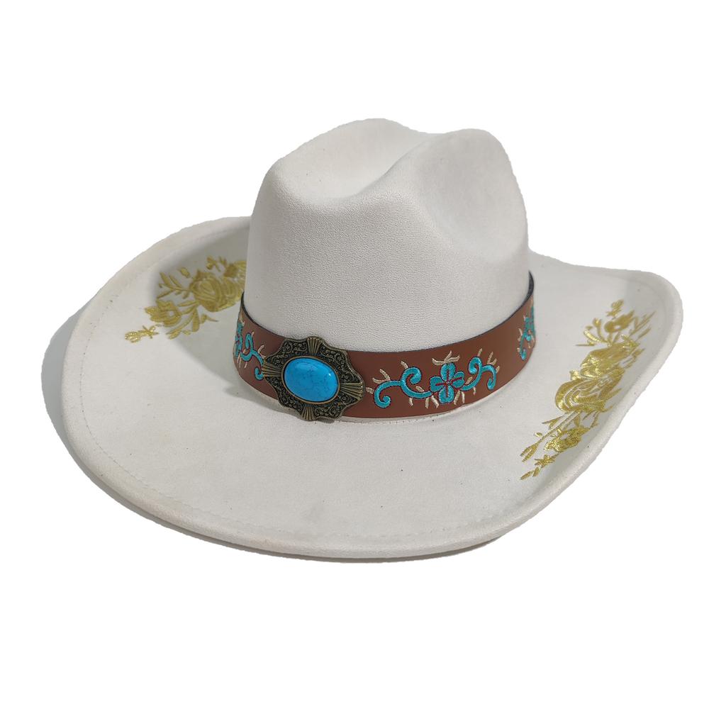 New Xizang ethnic style western cowboy hat suede jazz hat men's and women's fashion personality big brim retro top hat