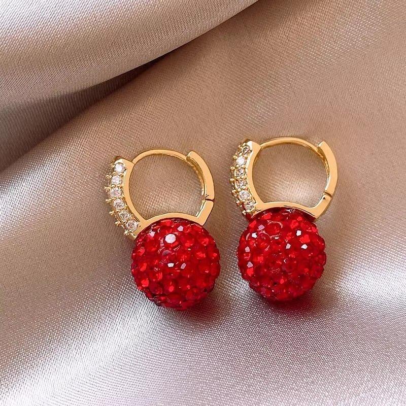 Unique Designed Full Rhinestone Ball Earrings For Women Fashion Sparkling Ears Accessories Jewelry Girls Gifts Party Casual Wear