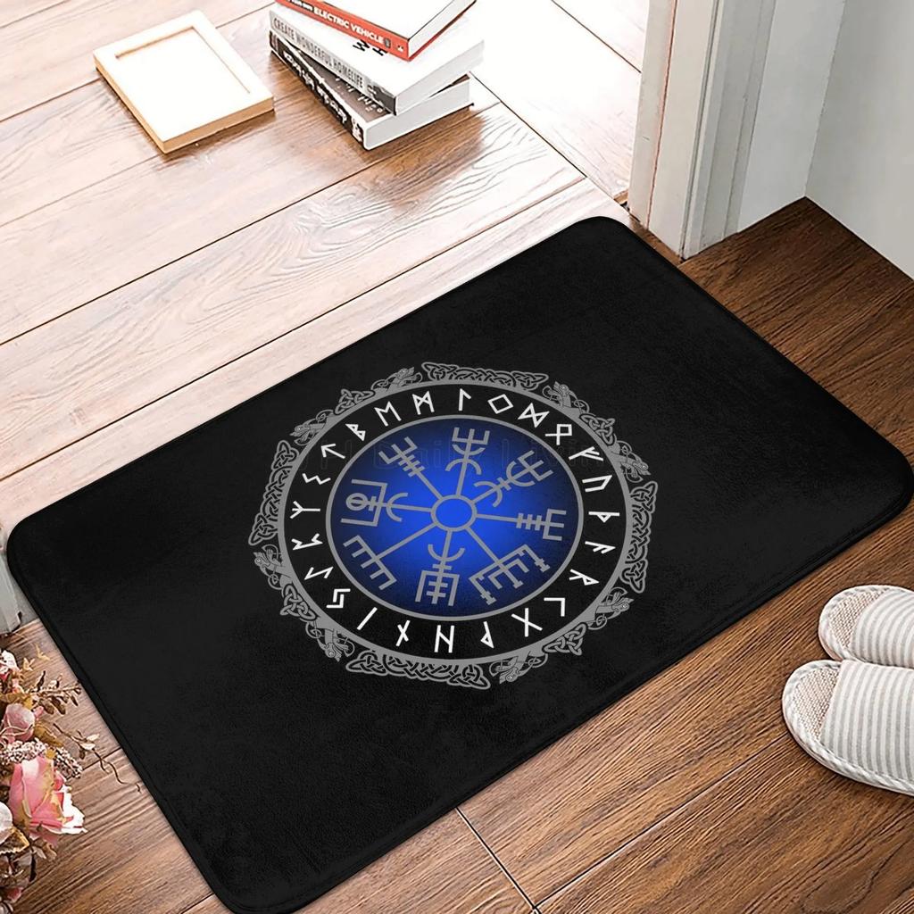 Viking Nordic Celtic Symbol Entrance Door Floor Mat Vikings Tattoo Odins Ravens Carpet Rugs Anti-Slip Waterproof Bathroom Mat