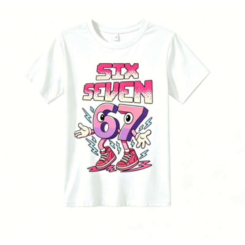 Fashion Cartoon 67 Graphic Print Outdoor Street Kids T-shirt and Shorts Summer Home Casual Outfit Boy and Girl's Sports Set
