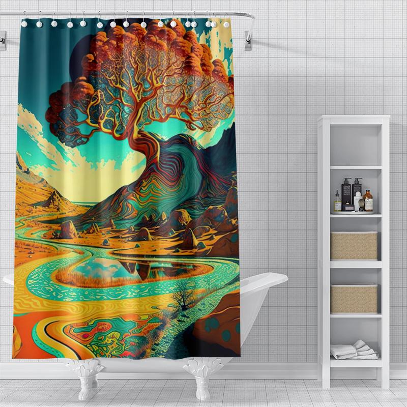 Magic Forest Shower Curtain Washable Dirt-Resistant Shower Head waterproof Polyester Bath Curtain For Home Decor