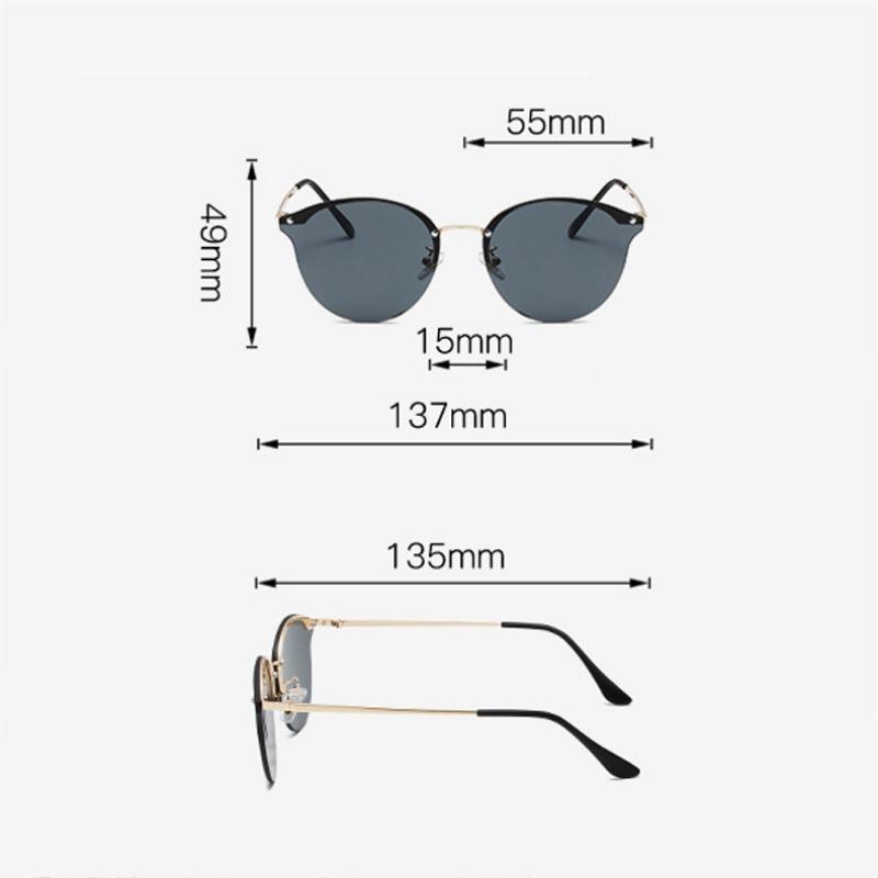Óculos de sol estilo olho de gato feminino clássico não polarizado, óculos leves sem aro de metal, óculos antirreflexo para viagem