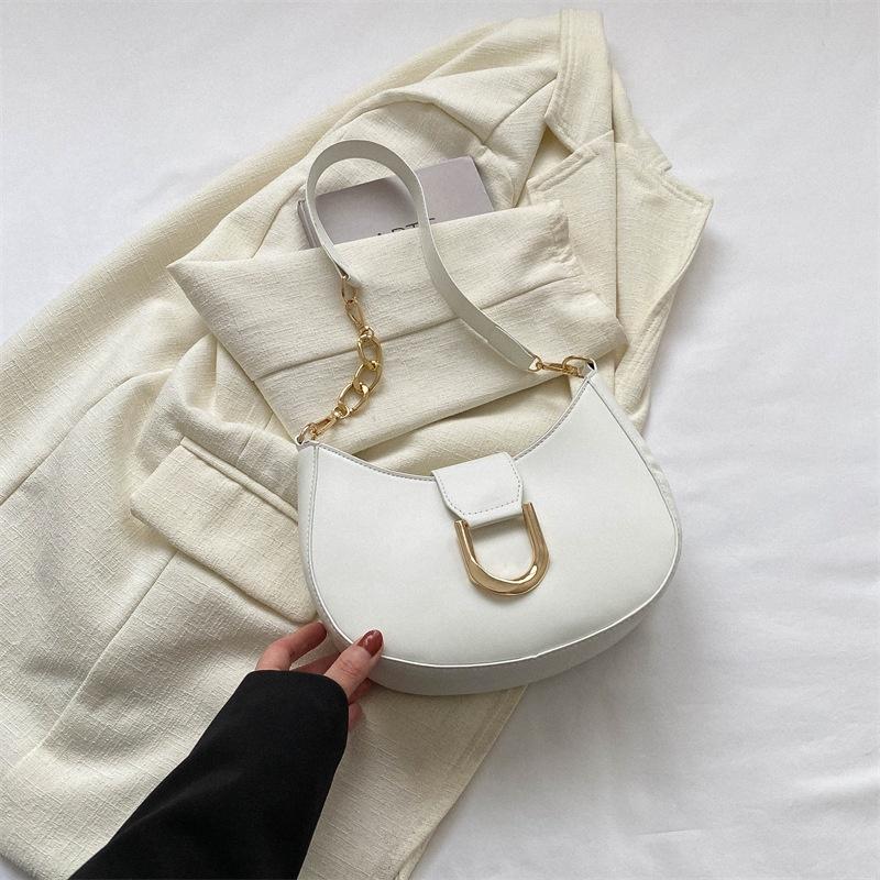 Trendy Minimalist Solid Color Shoulder Bag For Women Fashionable Pu Material Small Size Suitable For Daily Outfits