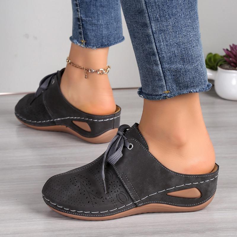 Fashion 2025 Summer Women's Orthopedic Sandals Fashionable Retro Trigger Wedge Slippers Casual Thick Sole Wearing Beach Women's Shoes