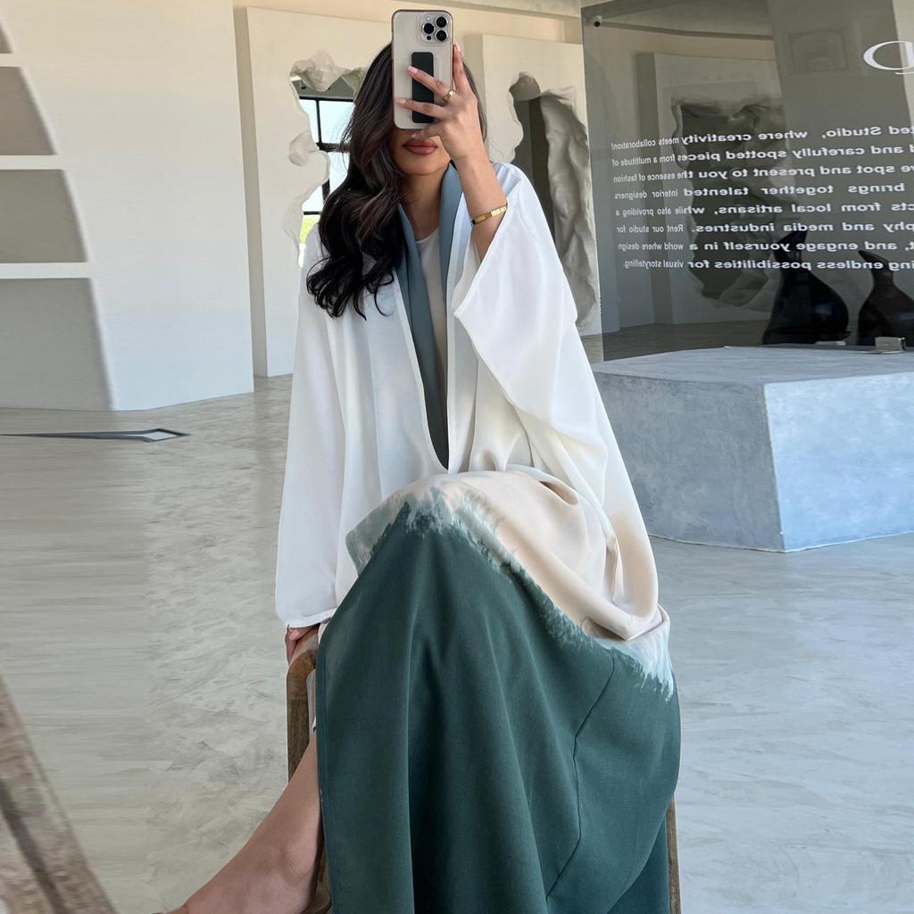 MQ100 Tie-dye Abaya Cloak: Summer European & American Trend Cardigan Dress