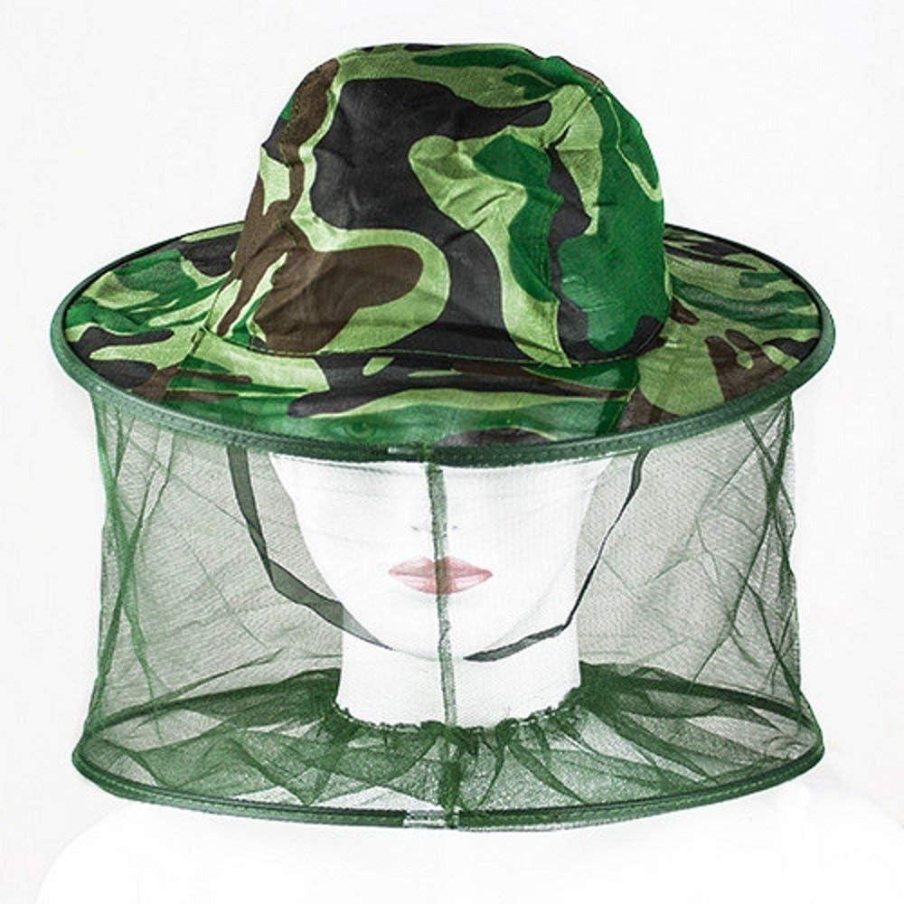 2Pack Camouflage Beekeeper Beekeeping Cap Hat with Head Net Mesh Face Protection Outdoor Fishing Equipment Beekeeping Supplies