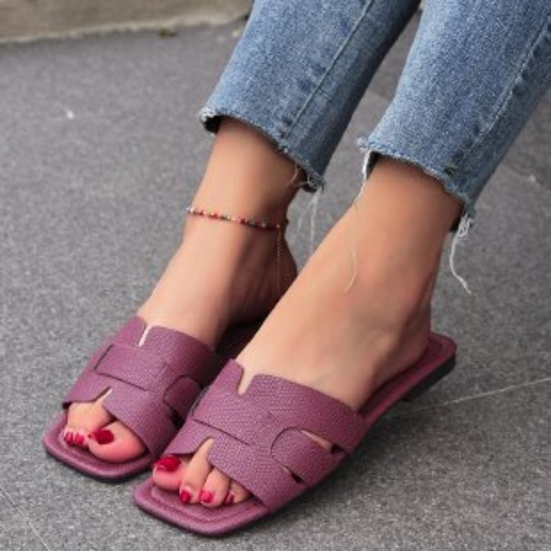 Women's Square Toe Leather Studded Flat Sandals - Multi Colors availableCasual and comfortableFashionable and versatileBreathable Sandal Design