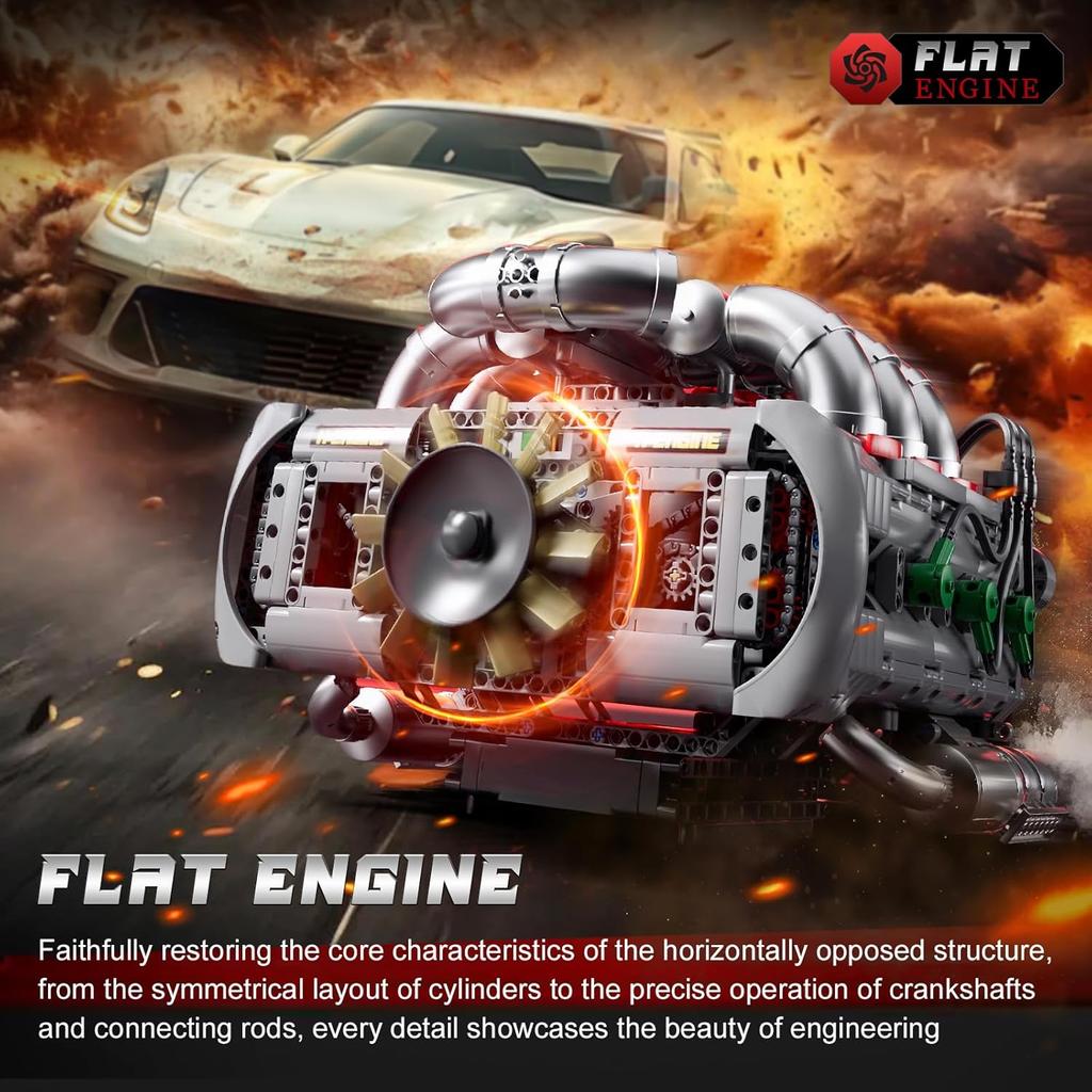 MOULD KING 10181 Technische Auto Spielzeuge Der Motorisierte Flachmotor Baustein Zusammenbau Auto Motor Ziegelmodell Kinder Weihnachtsgeschenk