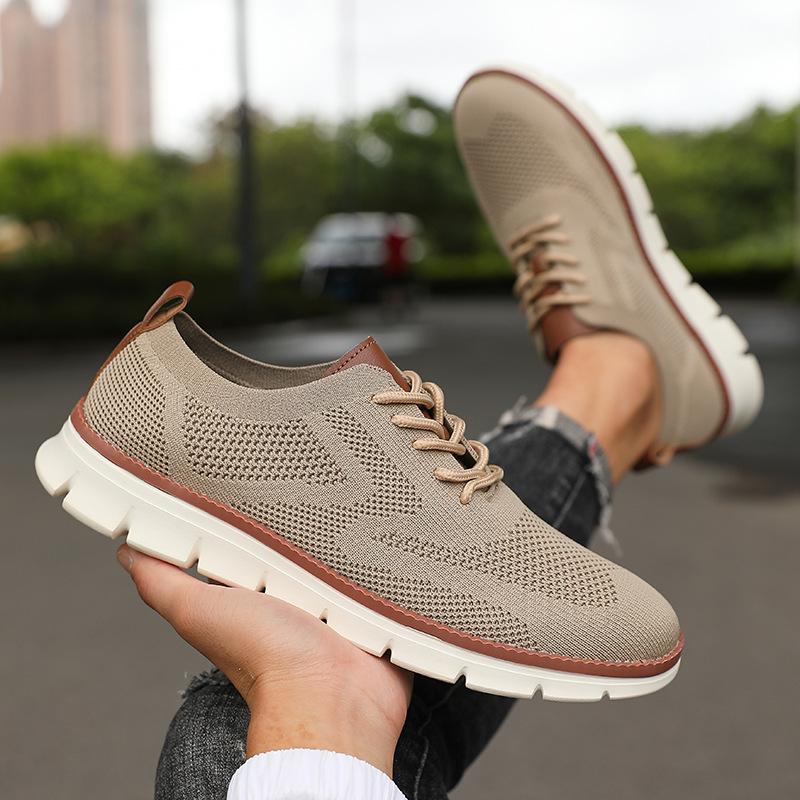 Fashion Men's Casual Shoes Breathable Minimalist Shock-Absorbing Lace-Up Walking Shoes Comfortable Casual Travel Sneakers Men