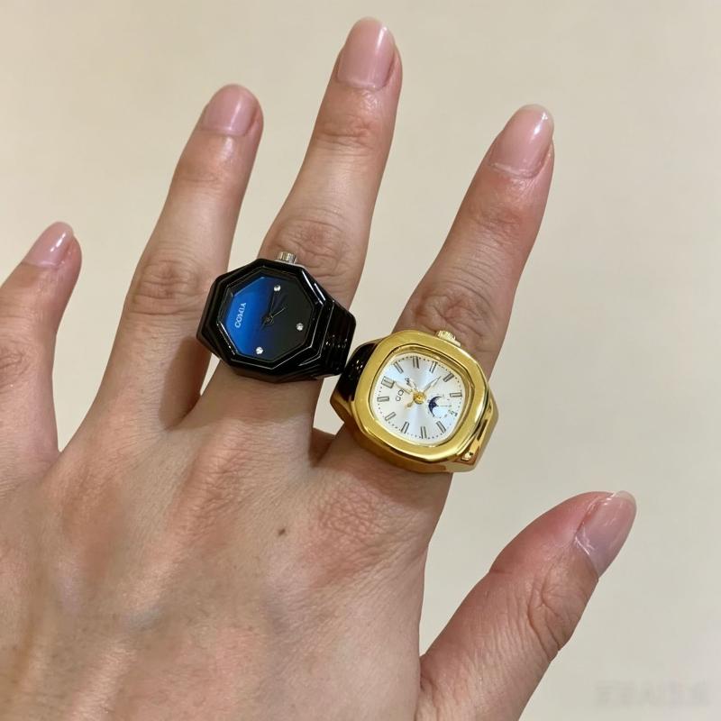 Ring Watch Selling Mini Finger Watch Creative Alloy Shell Finger Square Dial Couple Men And Women