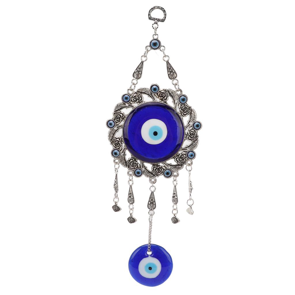 Blue Eye Wall Hanging Ornament Unique Pendant Hollow Flowers Turkish Lucky Wall Ornament for Home
