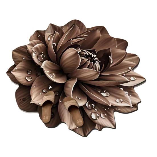 3D Flower Area Rug Realistic 3D Floral Pattern Plush Floor Mat Non-Slip Soft Velvet Bathroom Mat for Living Room Bedroom Kitchen Entryway