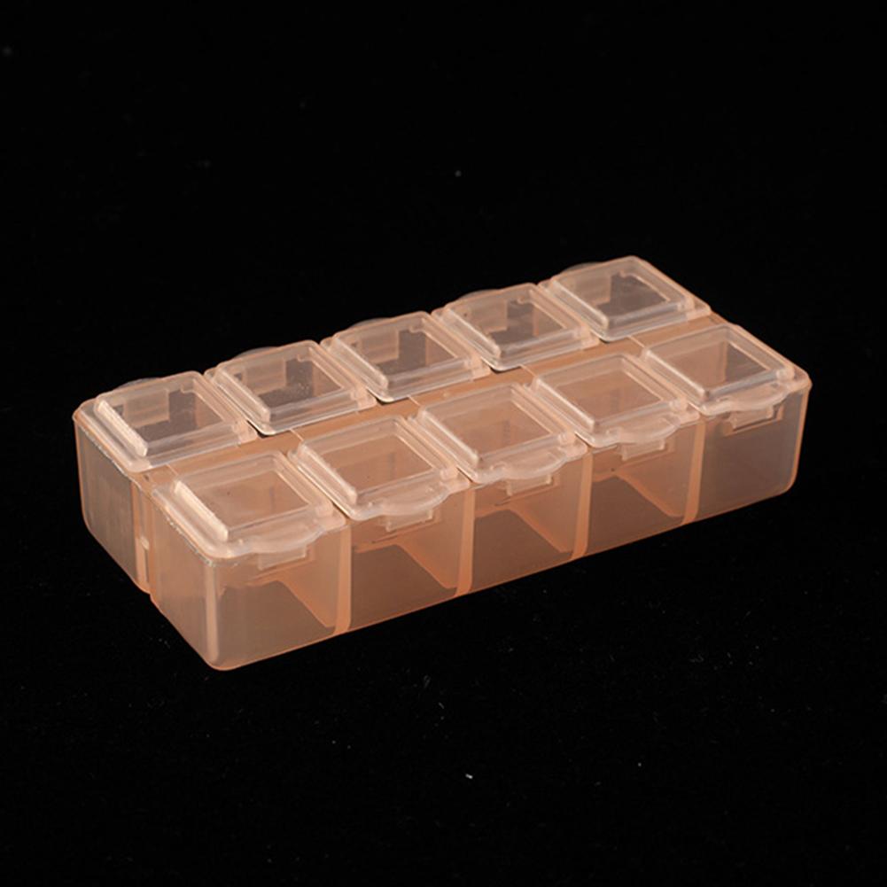 Versatile 10 Grids Plastic Storage Box for Makeup Pills and Small Parts