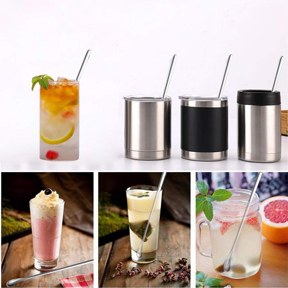 Delove Stainless Steel Coffee Stirring Spoon Beverage Cocktail Stirrers Stir Cocktail Drink Mixing Swizzle Stick- Tiny Salt Condiment Spoon - Reble -