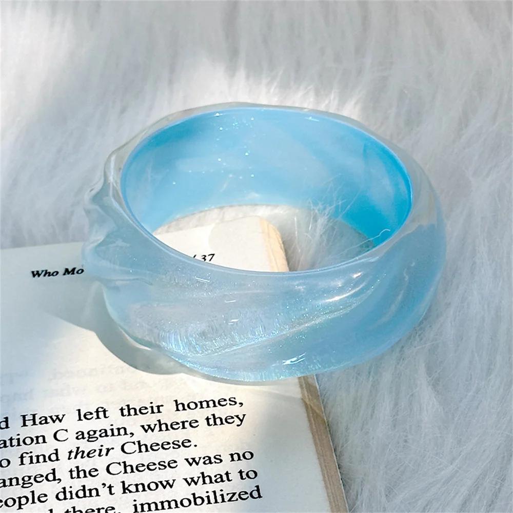 Fashion Lighting Candy Color Water Shine Round Spiral Jelly Good-looking Acrylic Bangle Bracelet Geometric Resin Trend Bracelet