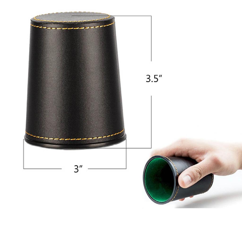 PU Leather Dice Cup Set with 20 Dot Dices Exquisite Hand Feeling Black Shaking Box for Bar Home Dice Shaking Box Kit