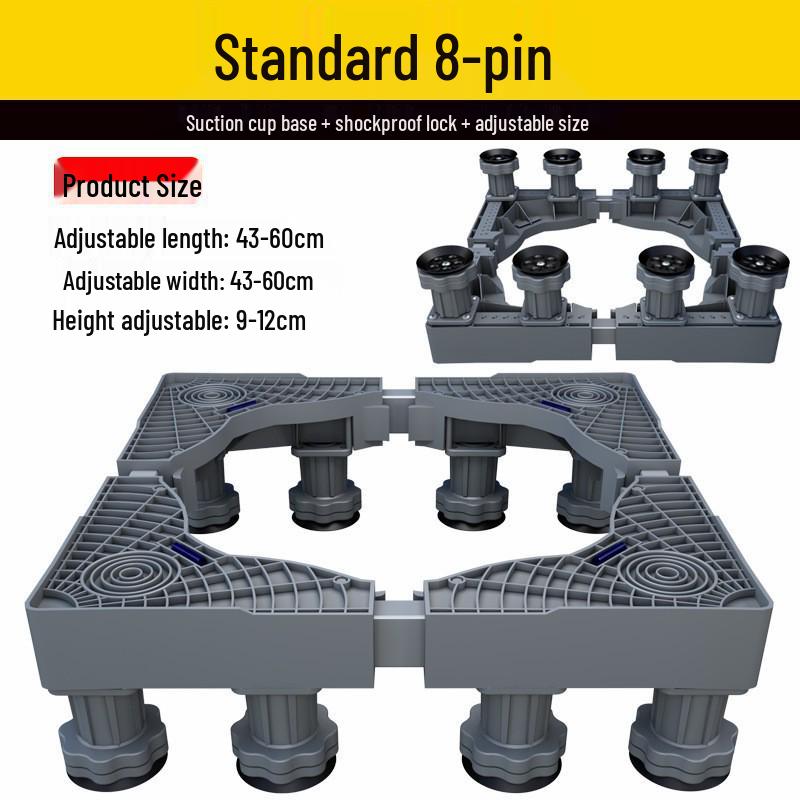 Grauer Verstellbarer Mobiler Waschmaschinenständer mit Rädern und Bremsen