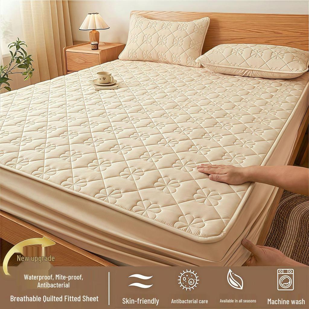 Wodoodporny Pikowany Ochraniacz na Materac Klasy A - Łóżko Podwójne, Oddychająca i Odporna na Wilgoć Narzuta