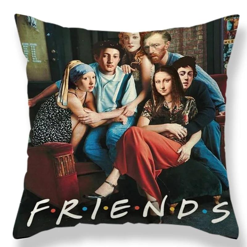 Portrait Oil Painting Cotton Linen Cushion Cover Mona Lisa Pillow Case Decorative For Sofa Car Chair Gift 45x45cm