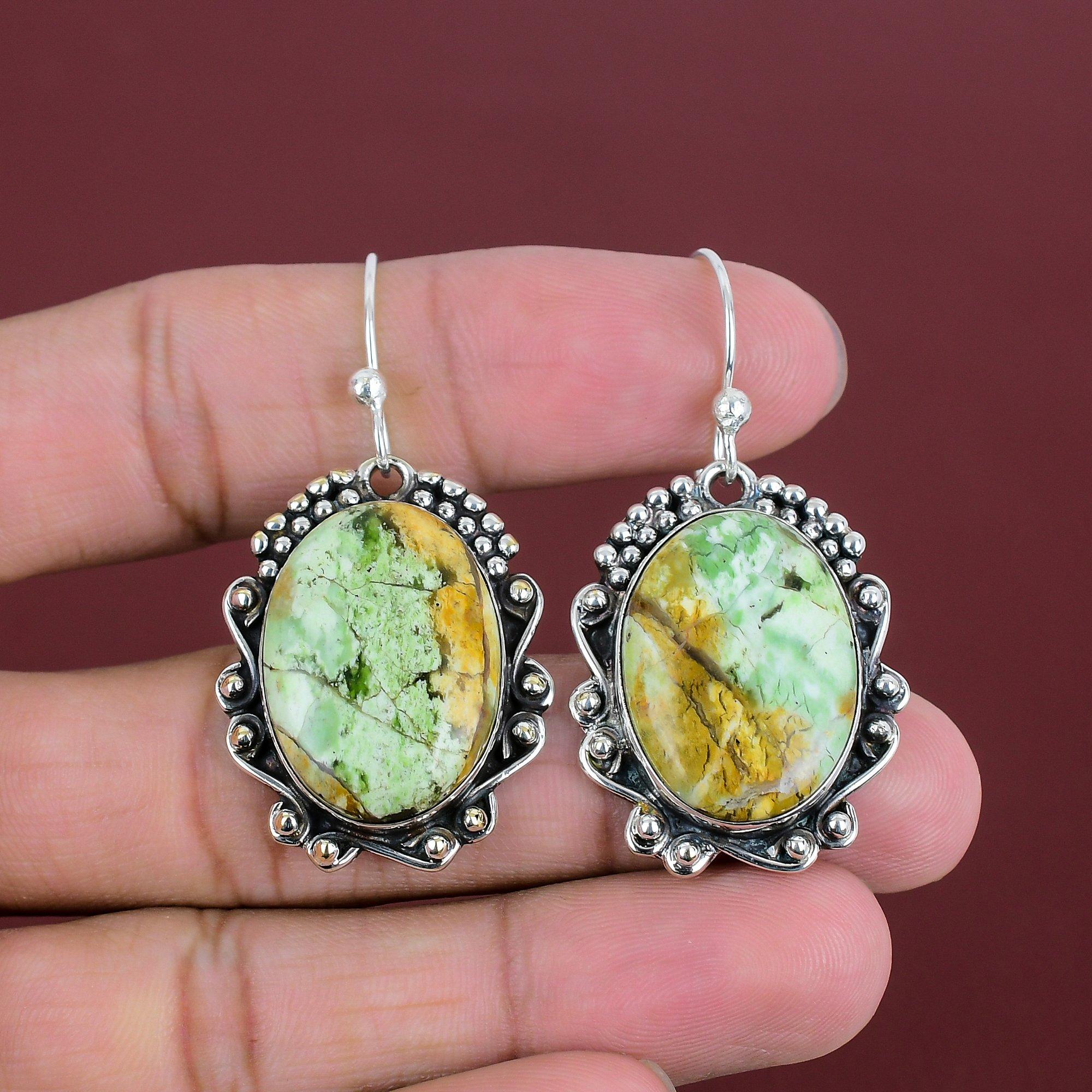 Australian Chrome Chalcedony Earring Gemstone Jewelry 925 Sterling Silver Earrings Handmade Earring For Gifts Wedding Jewelry Dangle Earring