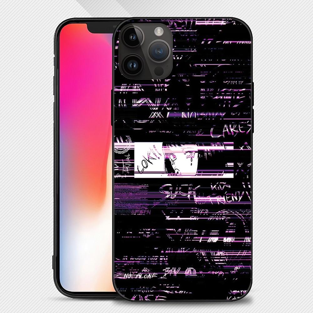 Cyber Style Punks Black Phone Case Iphone15 14 13 12 11 Pro Max Mini X 7 8 Soft Case