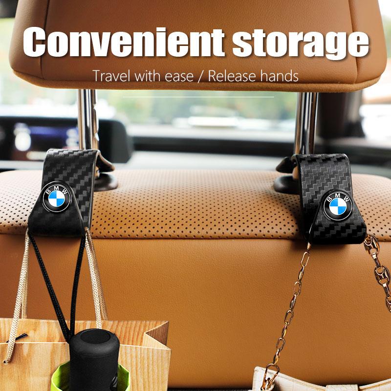 For BMW X6 2xPortable Car Seat Backrest Hooks Auto Headrest Hanger Sticker For BMW X1 X2 X3 X5 X4 X6 X7 iX3 F20 F10 F07 E70 E46 E90 E92 E60