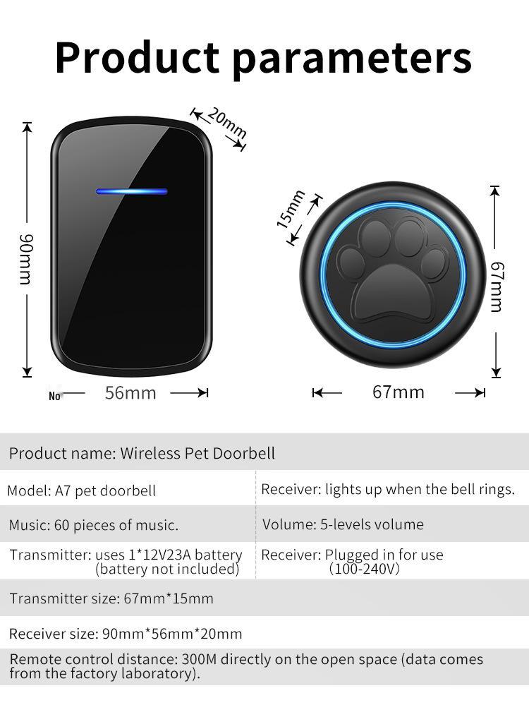 Pet Training Wireless Touch Doorbell Set for Dogs - Two-in-One Dog Friendly Doorbell