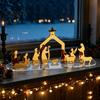 Seasonal Home Decor Christmas Acrylic Ornament, Mirrored Golden Silhouette Scene, Decorative Scene Decoration Desktop Display for Holiday Living Room