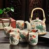 ZISIZ Retro Blue and White Ceramic Teapot with Filter
