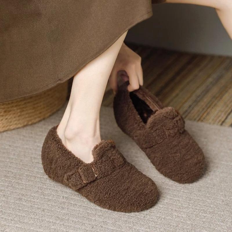 

New Style Shoes for Women with Insole Height-increasing and Thermal Insulation, and Fleece Cotton Shoes 40 кавовий