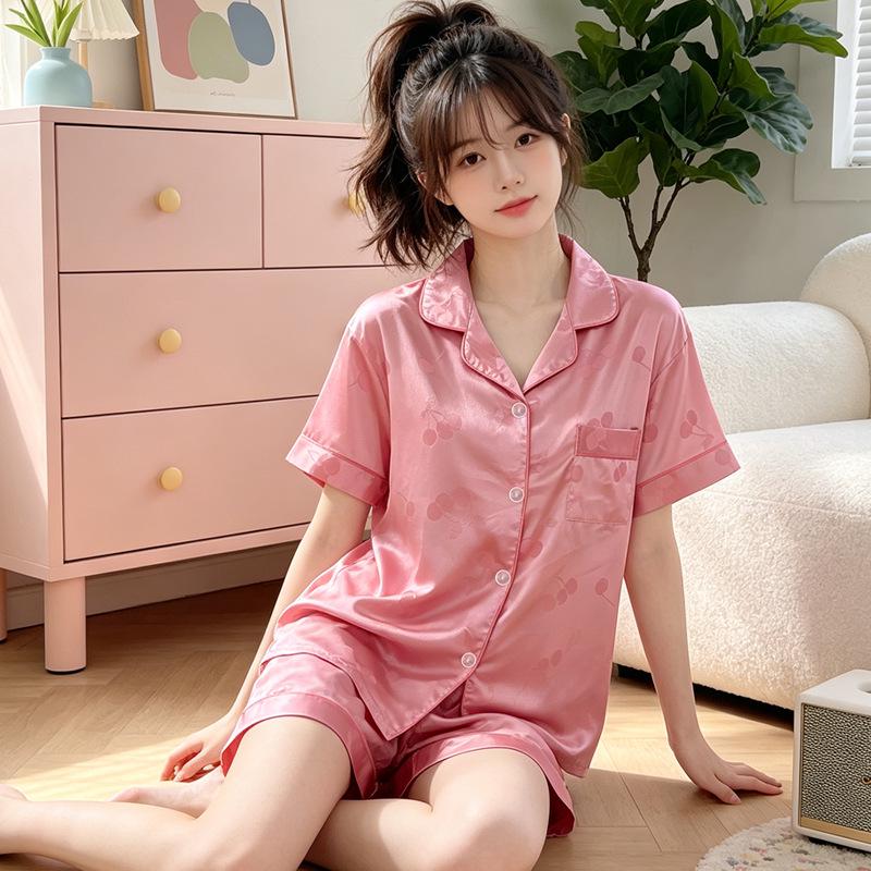 Sommerpyjama aus Eisseide im süßen Stil für Damen – kurzärmlige, coole und stylische Homewear