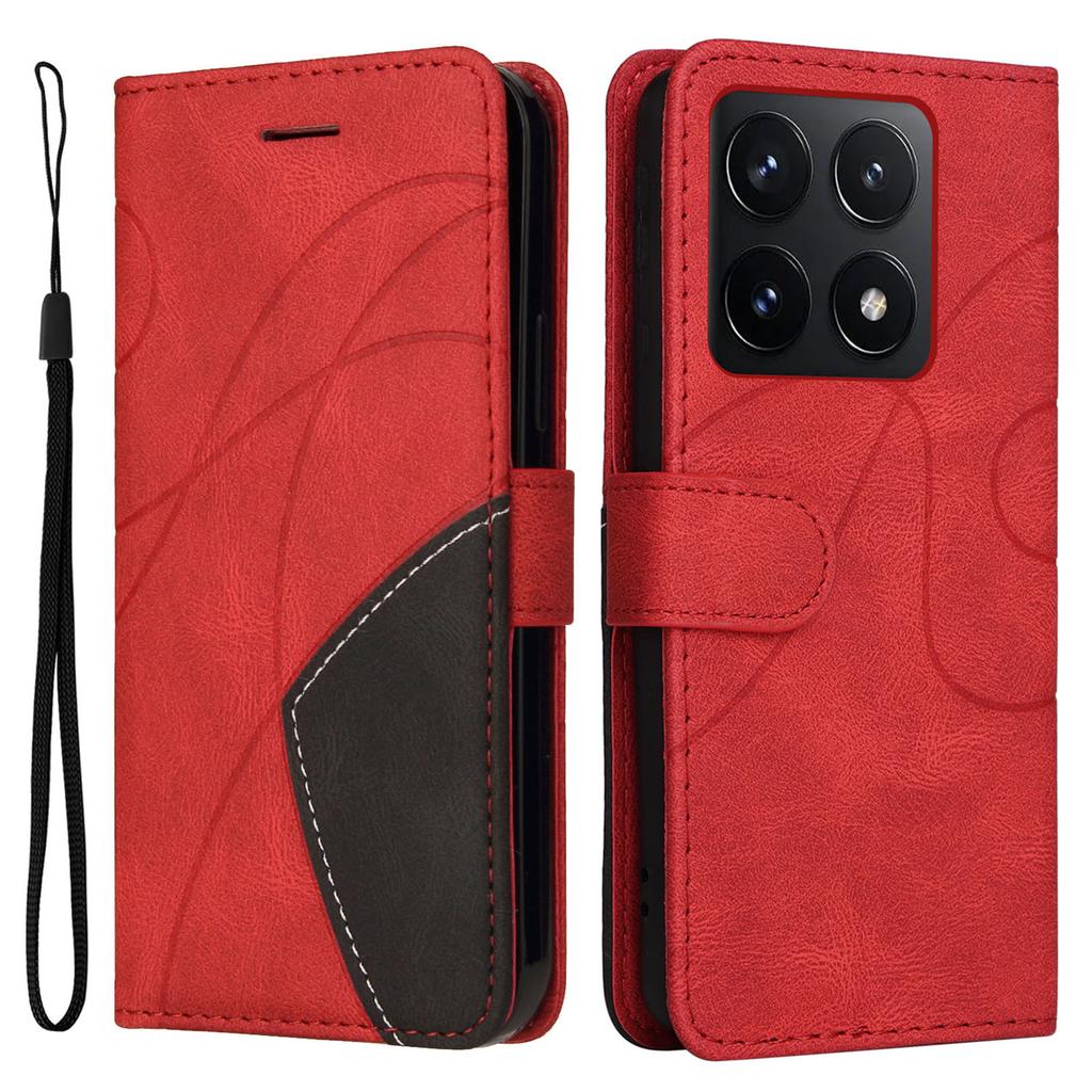 For Xiaomi 14T Leather Case Wallet Stand Color Splicing Phone Cover