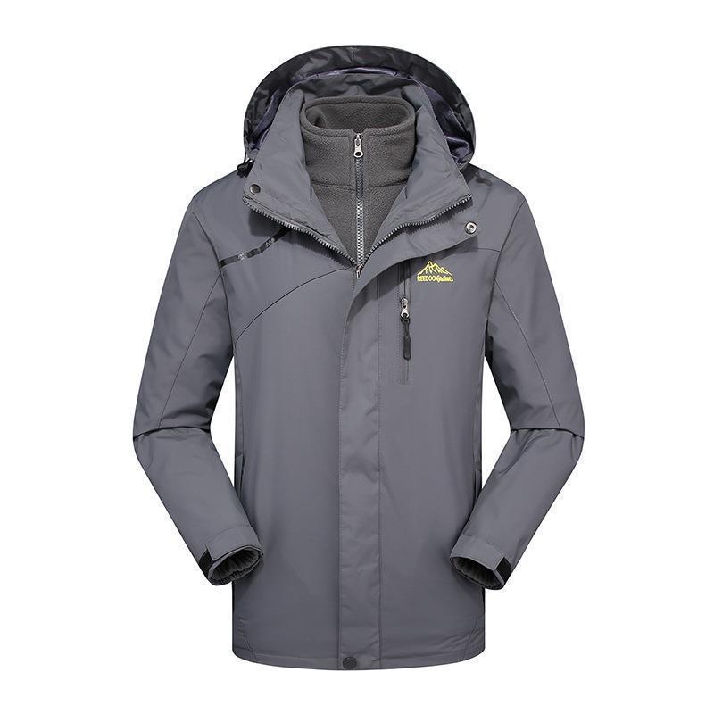 Windproof Outdoor Jacket Set: Couples' 3-in-1 with Detachable Fleece for Men & Women, Ideal for Autumn & Winter