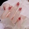 Rouge Herz Kurze Falsche Nägel für Frühling/Sommer - Studentin Tragbare Maniküre Patches