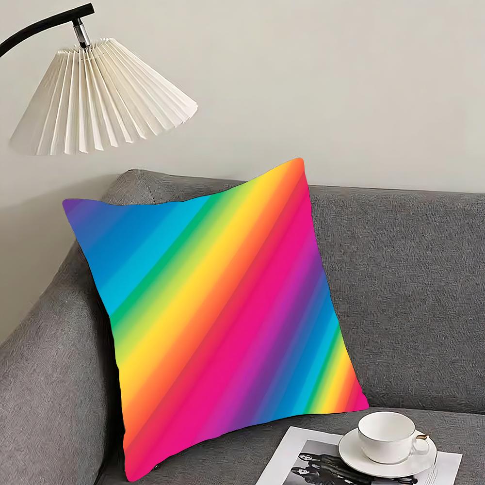 Rainbow Color Luxury Cushion Cover Pillowcase Ultra Soft Skin Friendly Fabric Cloud Like Comfort  Concealed Zipper