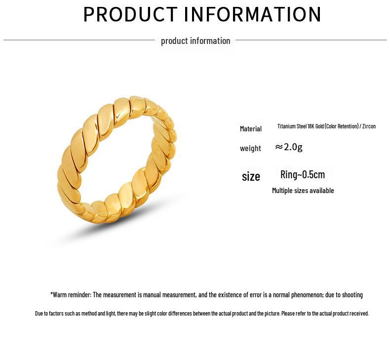 French Retro Geometric 18K Gold-Plated Stainless Steel Couple Rings - Niche INS Style