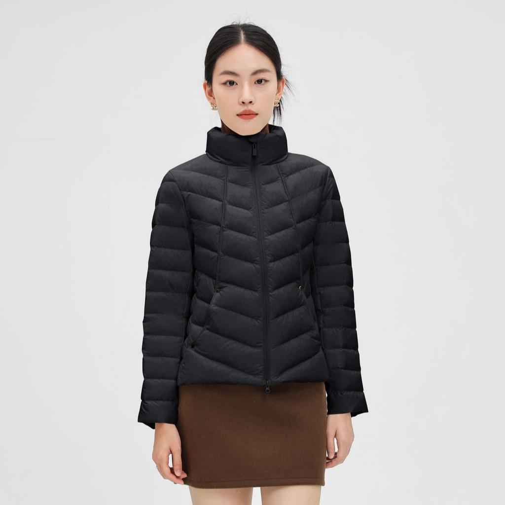 Down jacket women's short white duck down light and thin winter new fashion foreign style stand-up collar slim-fitting small jacket