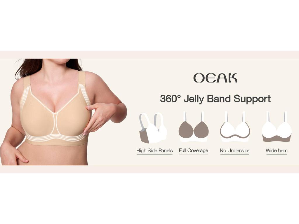 OEAK Damen Übergröße Nahtloser kabelloser stützender Jelly BH