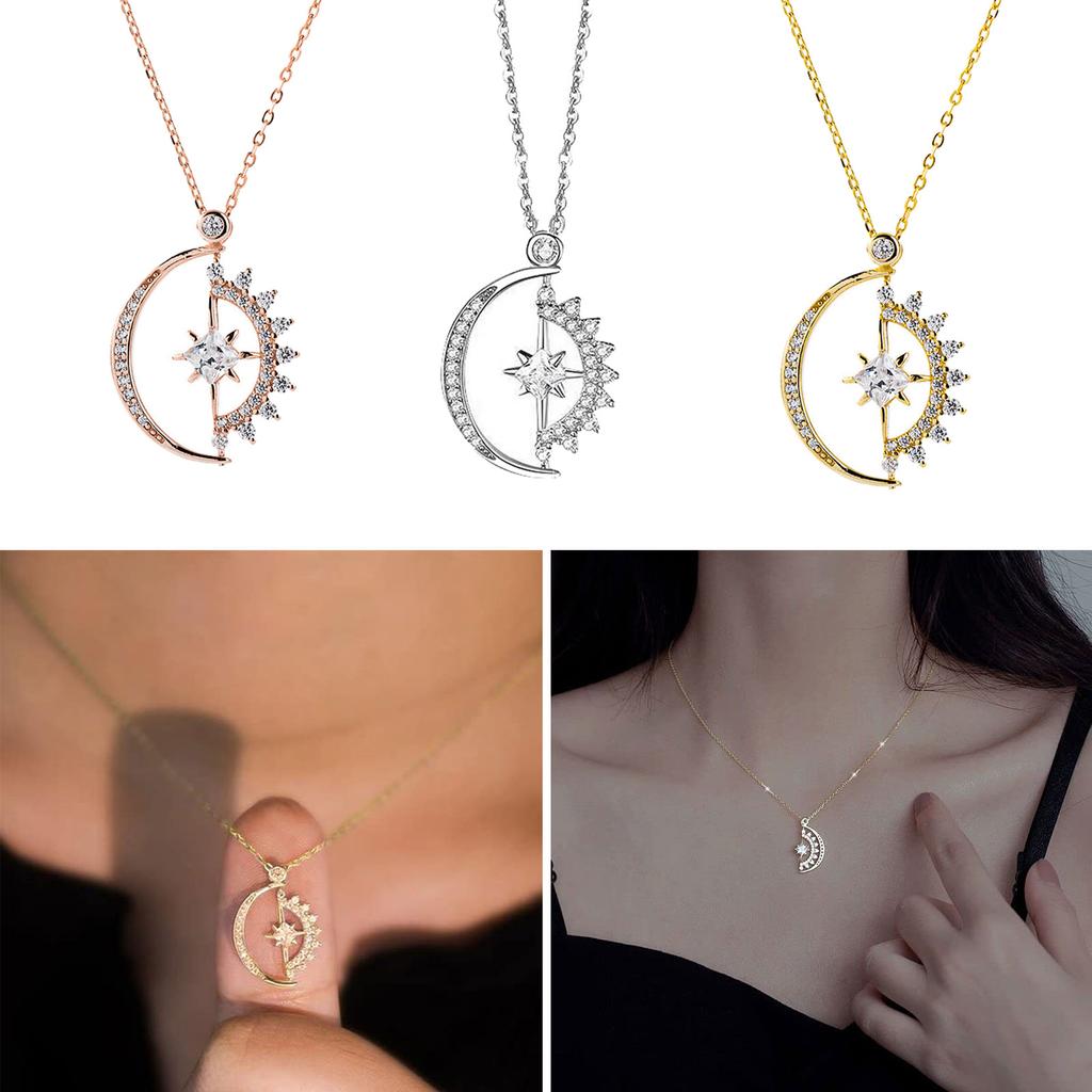 Fashion Trendy Light Luxury Niche Design Sense Collarbone Chain Temperament Simple Ins Cold Wind Sun Moon Star Neckl