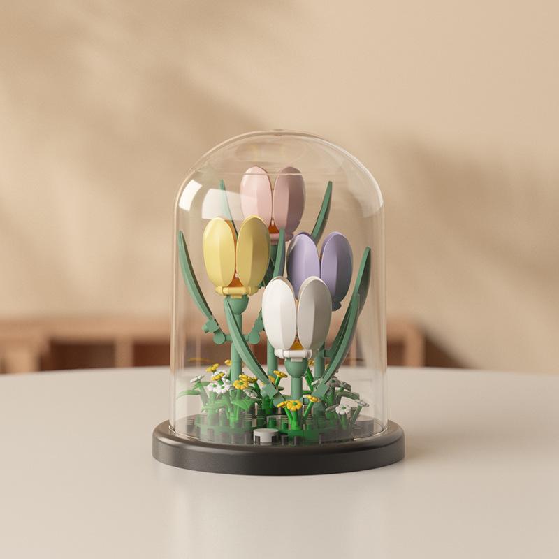 Dream Flower Box: Preserved Building Block Bouquet Set - Sunflower & Carnation. Ideal Toy for Children's Assembly.