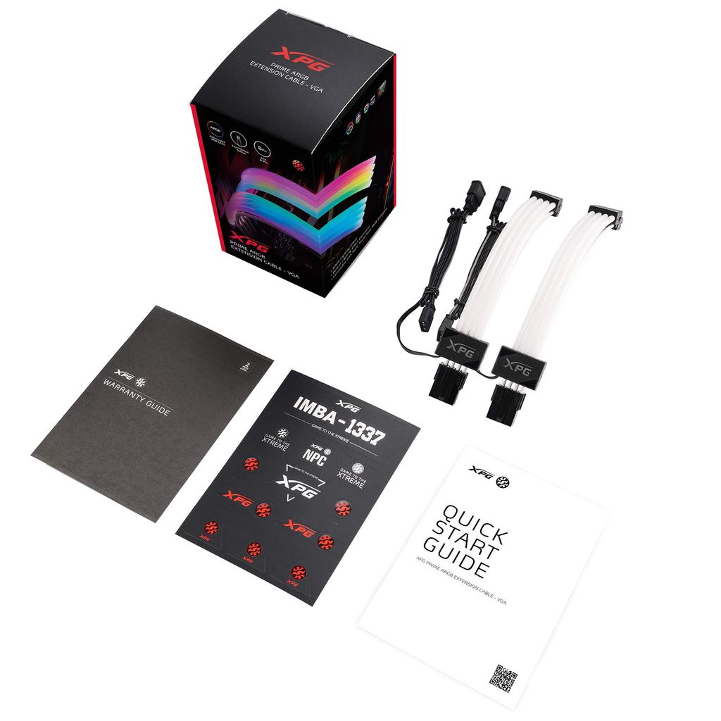 XPG PRIME ARGB EXTENSION CABLE VGA Power Extension Cable with 12 Addressable RGB - 8-pin [Equipped LEDs] ARGBEXCABLE-VGA-BKCWW