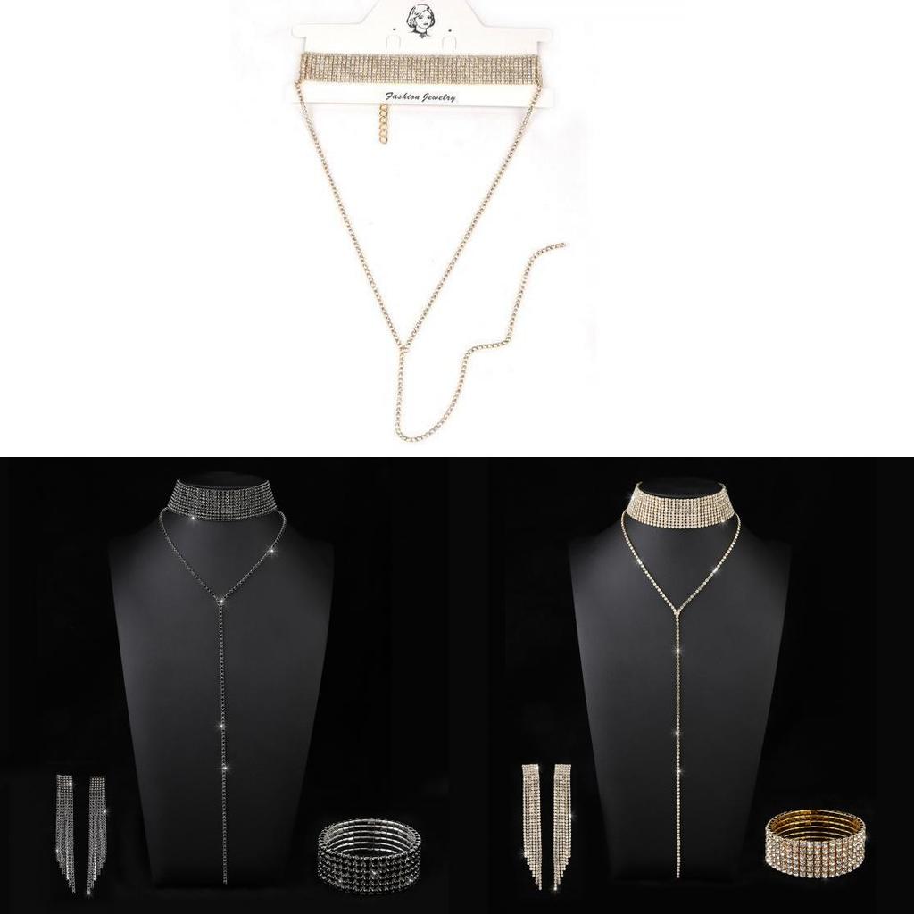 Geometric Alloy Choker Necklace With Rhinestone Embellishments For Fashion Women