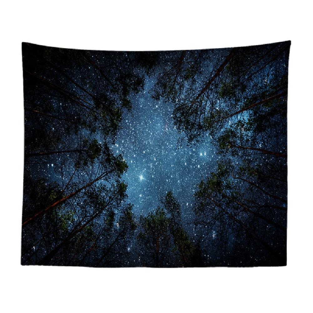 Digital Forest Starry Night Sky Printing Wall Hanging Tapestry Home Decoration