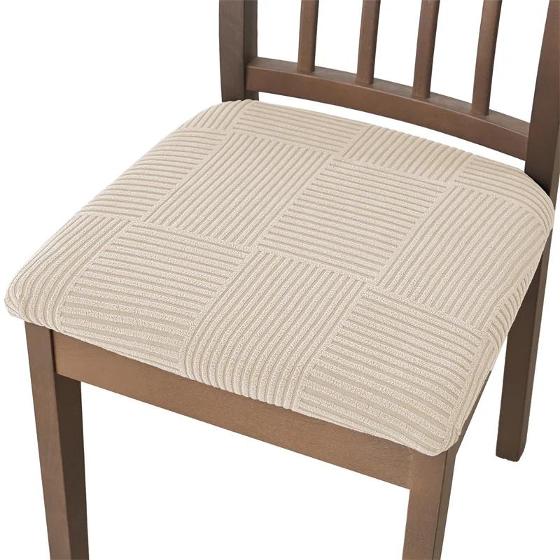 Elastic Chair Seat Covers Jacquard Washable Chair Cushion Cover Anti-Slip Seat Protector Chairs Case For Living Room Home El