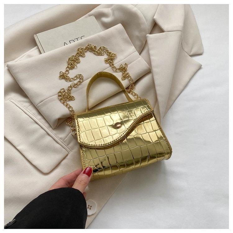 Trendy Mini Crossbody Bag For Women Stylish Summer Flap Bag Faux Leather With Stitching Details In Black Gold Orange Or Silver