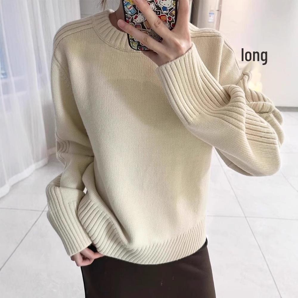

Korean High-End Women s Ribbed Knit Long Sleeve Sweater - Autumn/Winter Loose Fit Medium