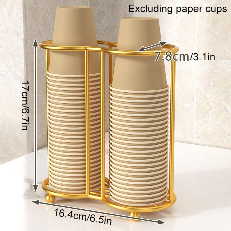 1Pc Display Stand Double Grid Storage Holder Tea Disposable Cup Luxury Mug Iron Shelf